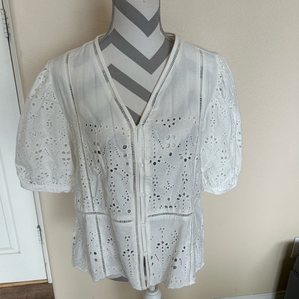 NWT  Liv Los Angeles, white cotton, XL lace top